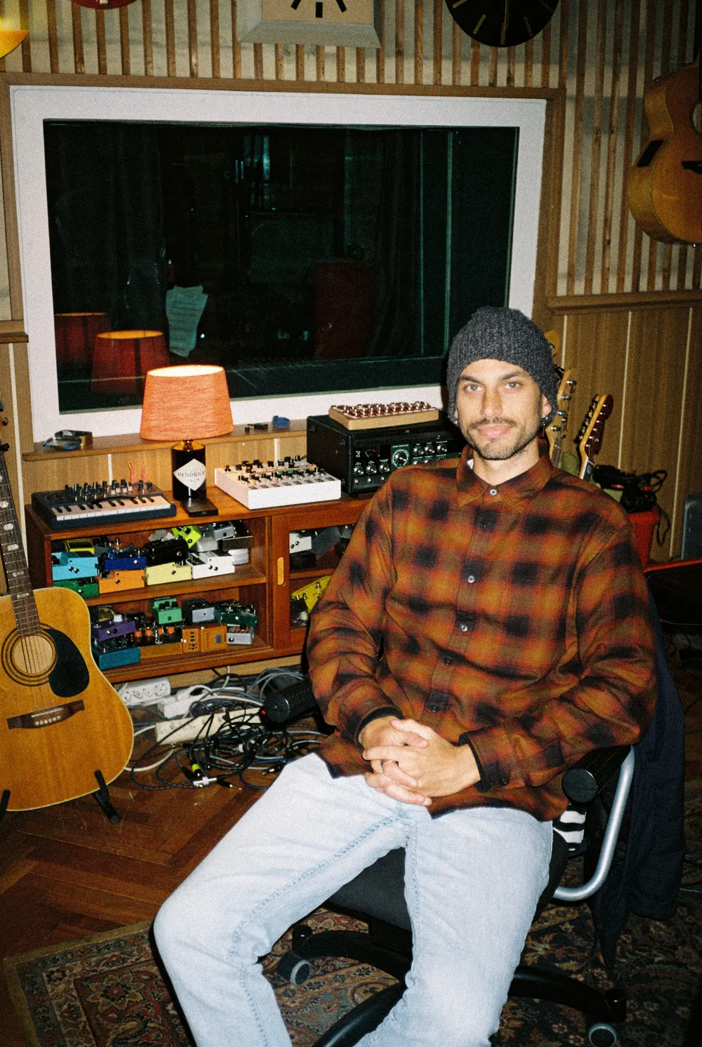 Seated in the studio at Funkhaus